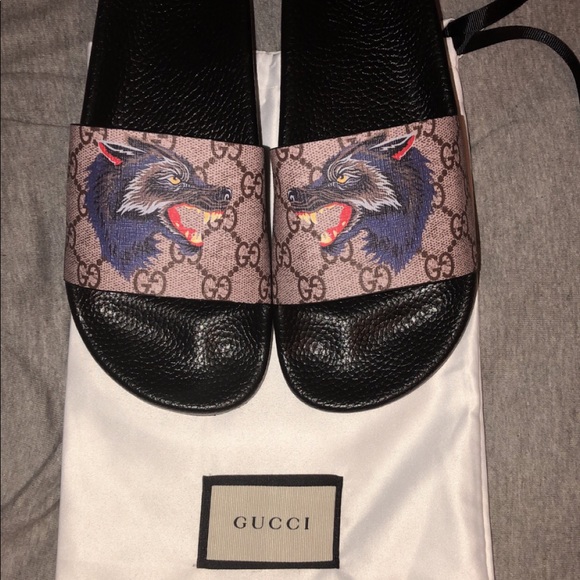 Gucci | Shoes | Gg Supreme Wolf Slides | Poshmark